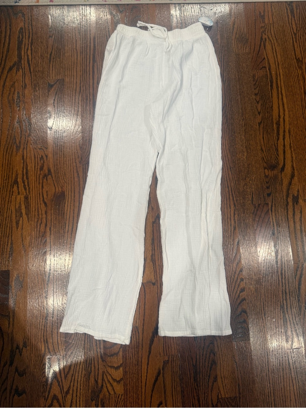 Altar'd State White Lightweight Gauze Drawstring Pants